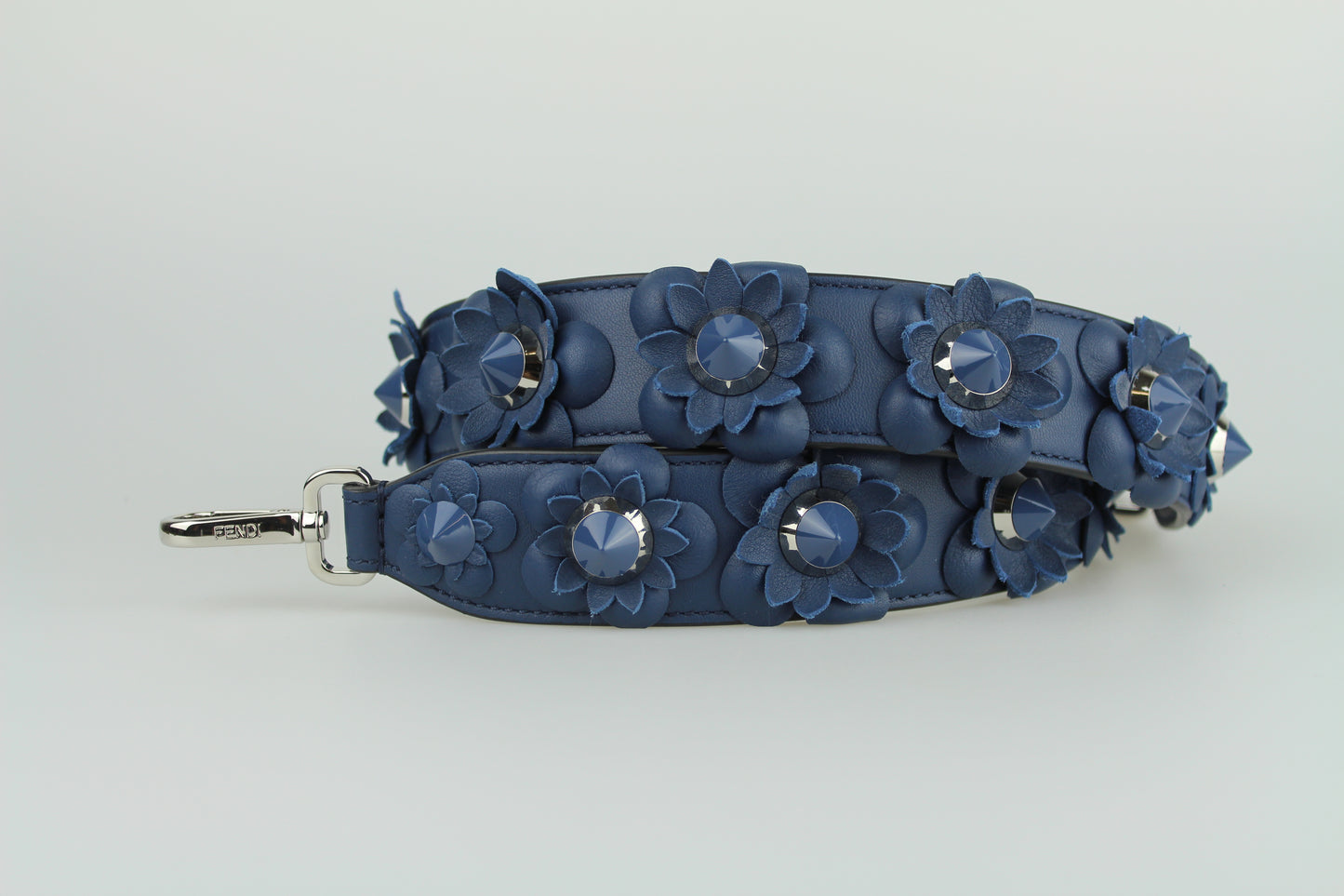 Fendi Shoulder bag strap in blue leather with flowers