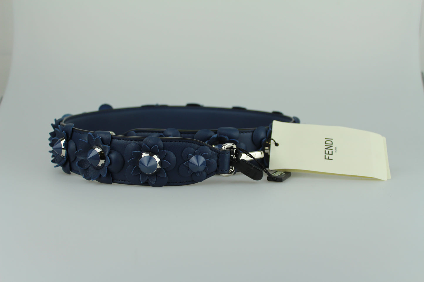 Fendi Shoulder bag strap in blue leather with flowers