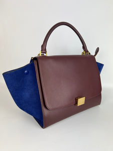 Celine Trapeze Media in pelle bordeaux e blu