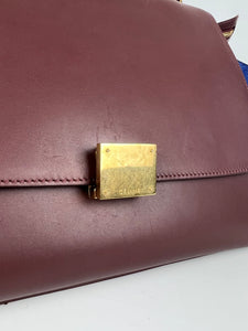 Celine Trapeze Media in pelle bordeaux e blu