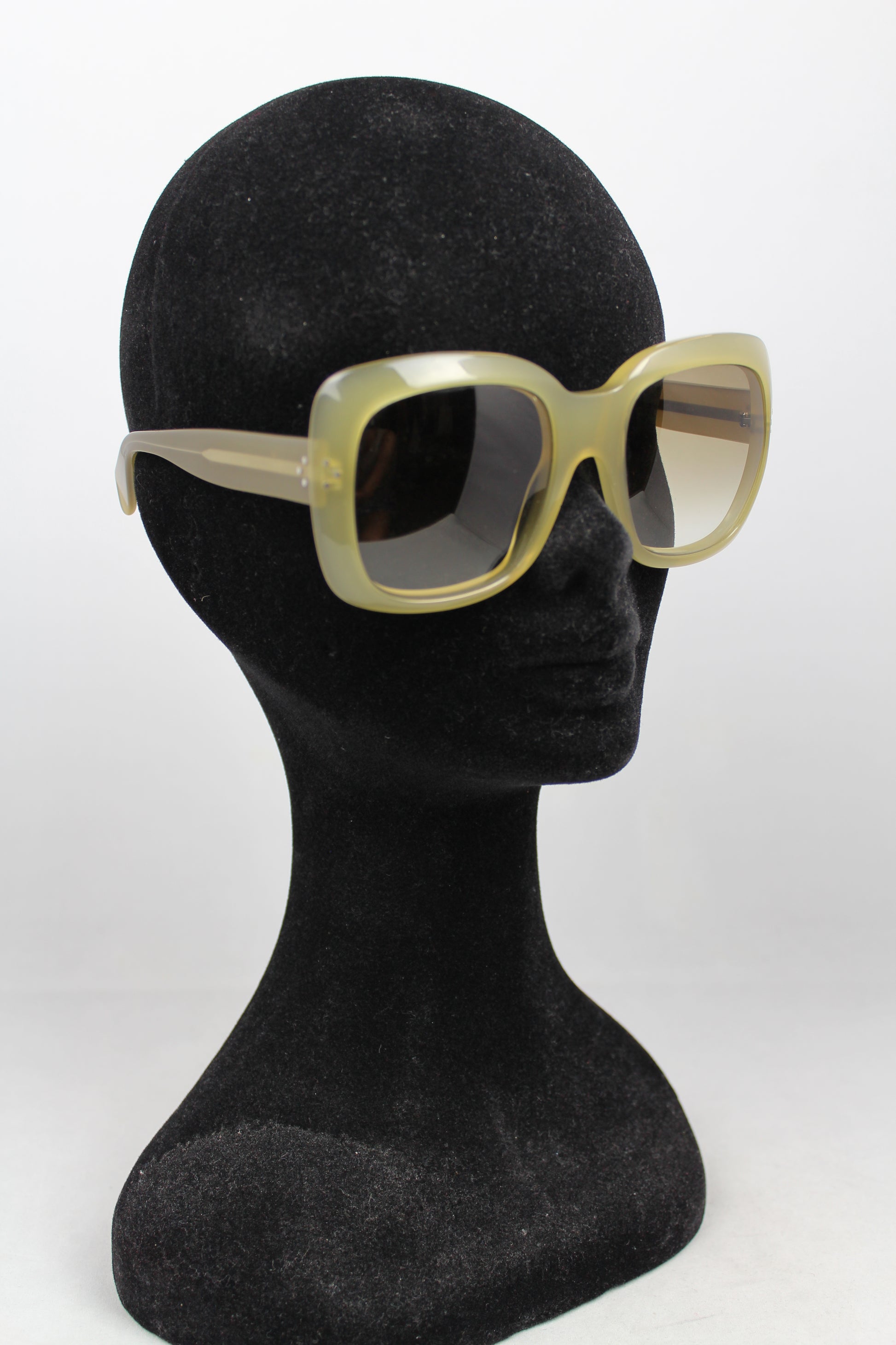 Celine Occhiali acetati verdi con montatura quadrata -  lesleyluxuryvintage