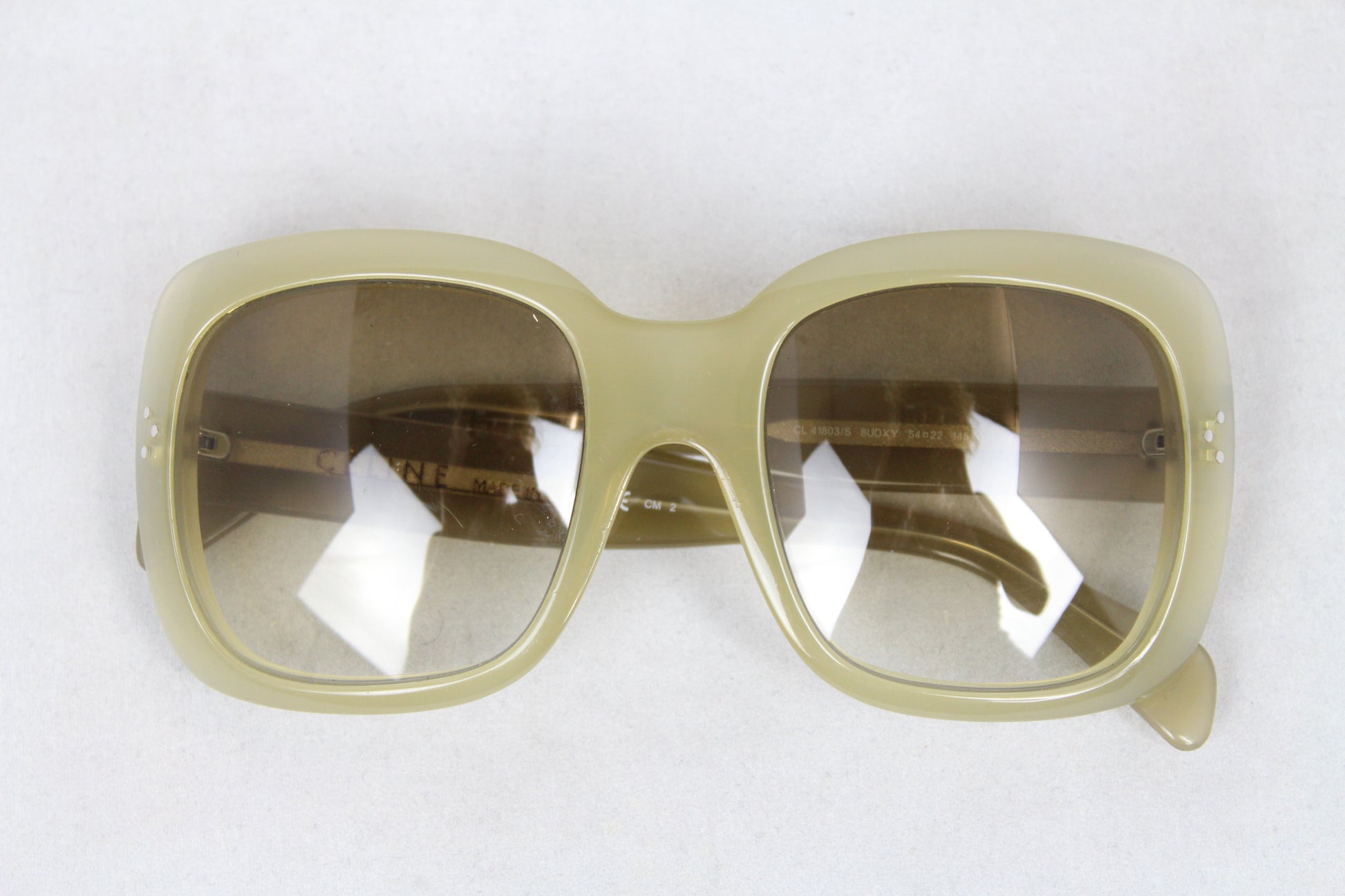 Celine Occhiali acetati verdi con montatura quadrata -  lesleyluxuryvintage