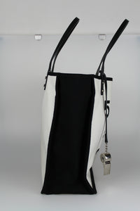 Chanel Shopper 5x5 in tessuto bianco e nero