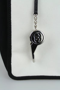 Chanel Shopper 5x5 in tessuto bianco e nero