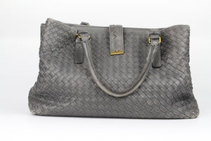 Bottega Veneta Borsa Roma in pelle intrecciata grigia