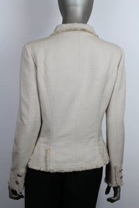 Chanel Giacca in lino colore panna frange - Tg. 44 -  lesleyluxuryvintage