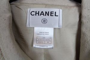Chanel Giacca in lino colore panna frange - Tg. 44 -  lesleyluxuryvintage