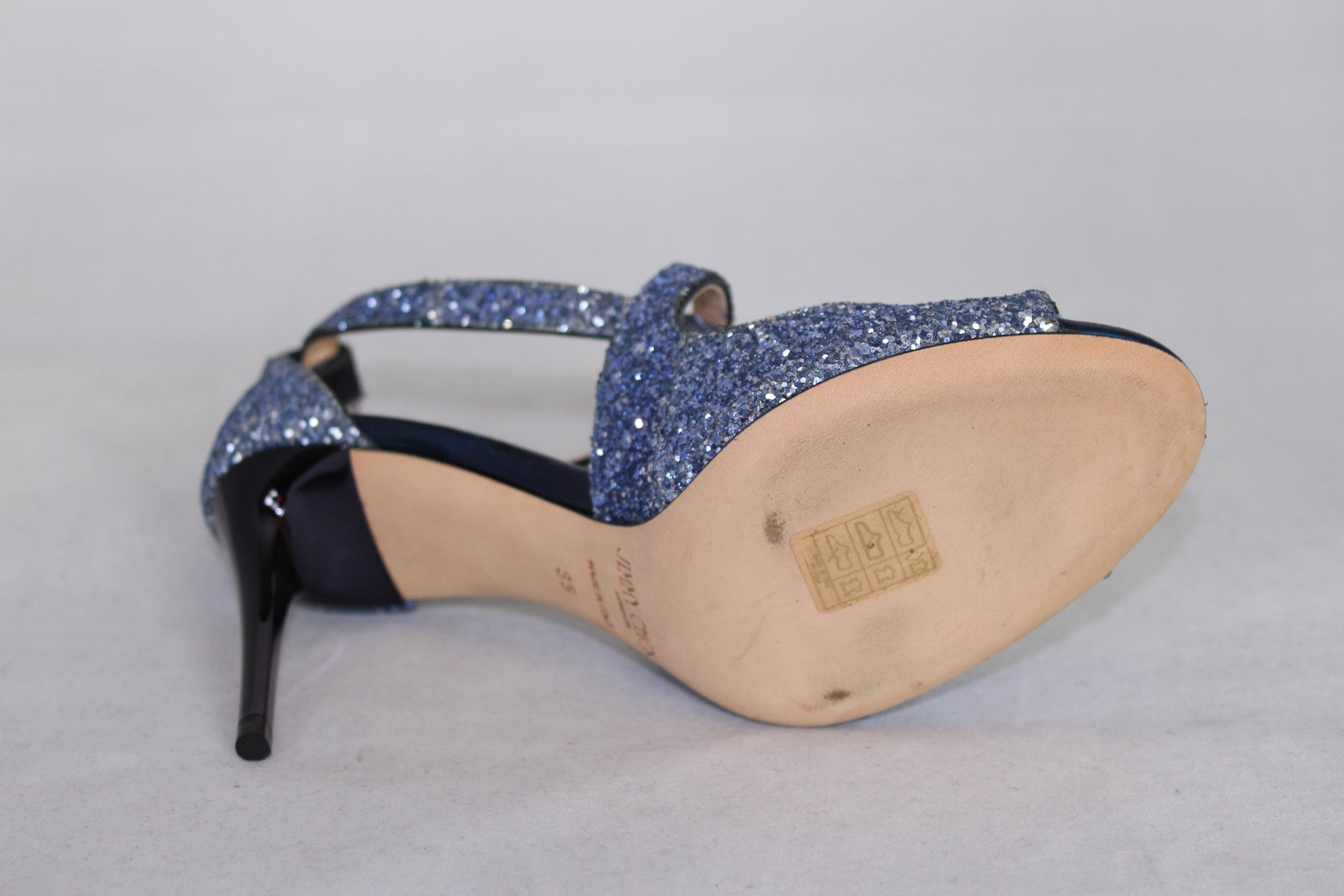 Jimmy Choo Sandali con paillettes azzurre e tacco a spillo - N. 35 -  lesleyluxuryvintage