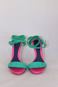 Alexander Mc Queen Sandali in camoscio verdi e fucsia - N. 39 -  lesleyluxuryvintage