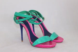 Alexander Mc Queen Sandali in camoscio verdi e fucsia - N. 39 -  lesleyluxuryvintage