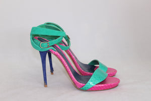 Alexander Mc Queen Sandali in camoscio verdi e fucsia - N. 39 -  lesleyluxuryvintage
