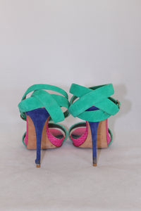 Alexander Mc Queen Sandali in camoscio verdi e fucsia - N. 39 -  lesleyluxuryvintage