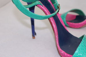 Alexander Mc Queen Sandali in camoscio verdi e fucsia - N. 39 -  lesleyluxuryvintage