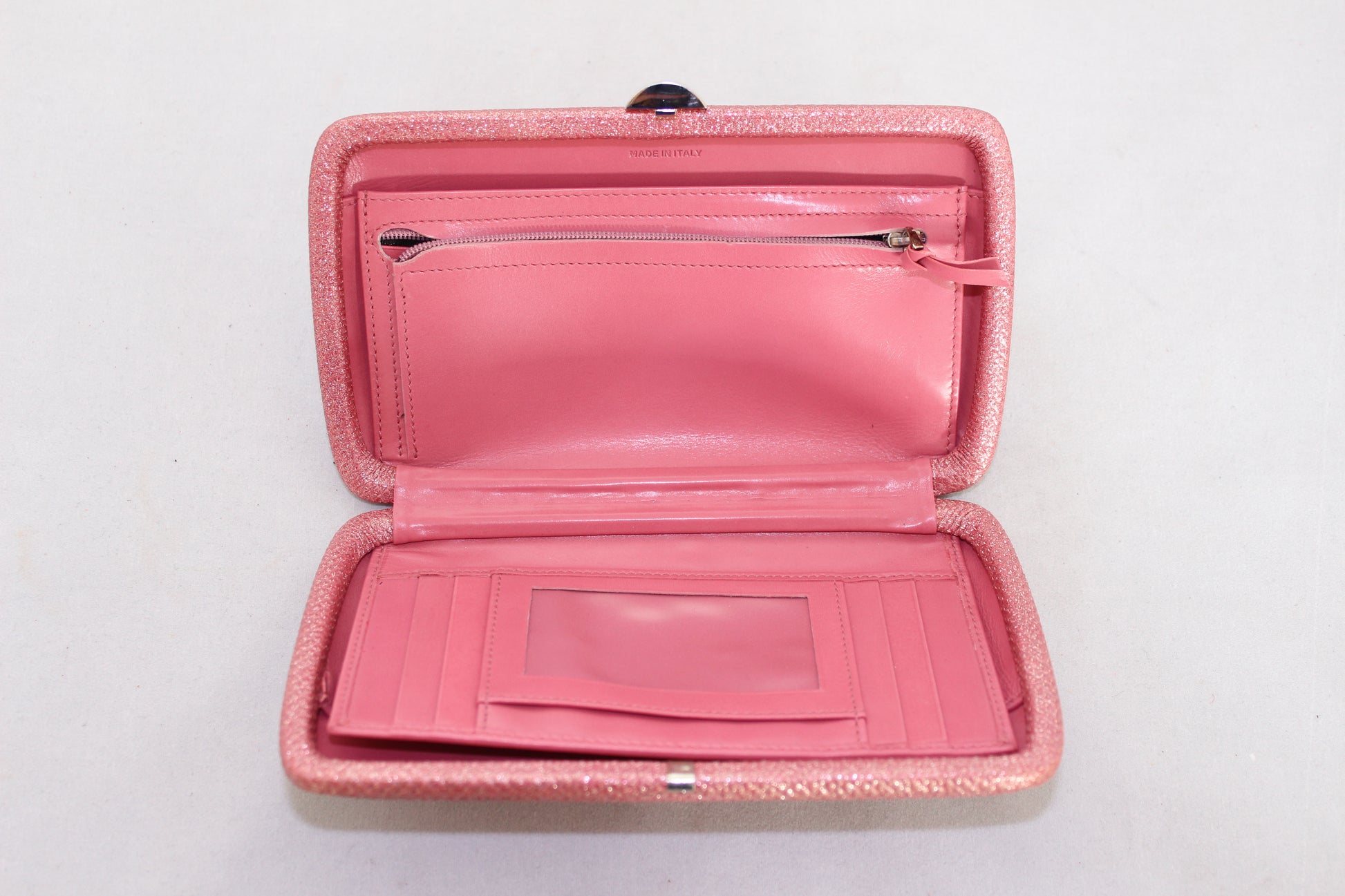 Sergio Rossi Pochette rosa in lurex rigida -  lesleyluxuryvintage