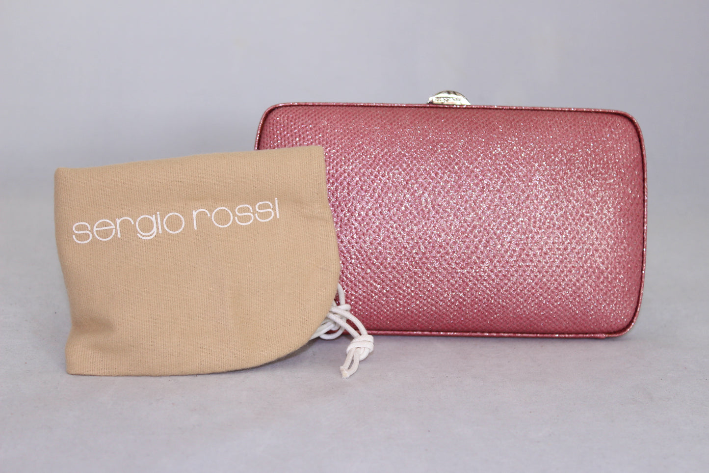 Sergio Rossi Pochette rosa in lurex rigida -  lesleyluxuryvintage