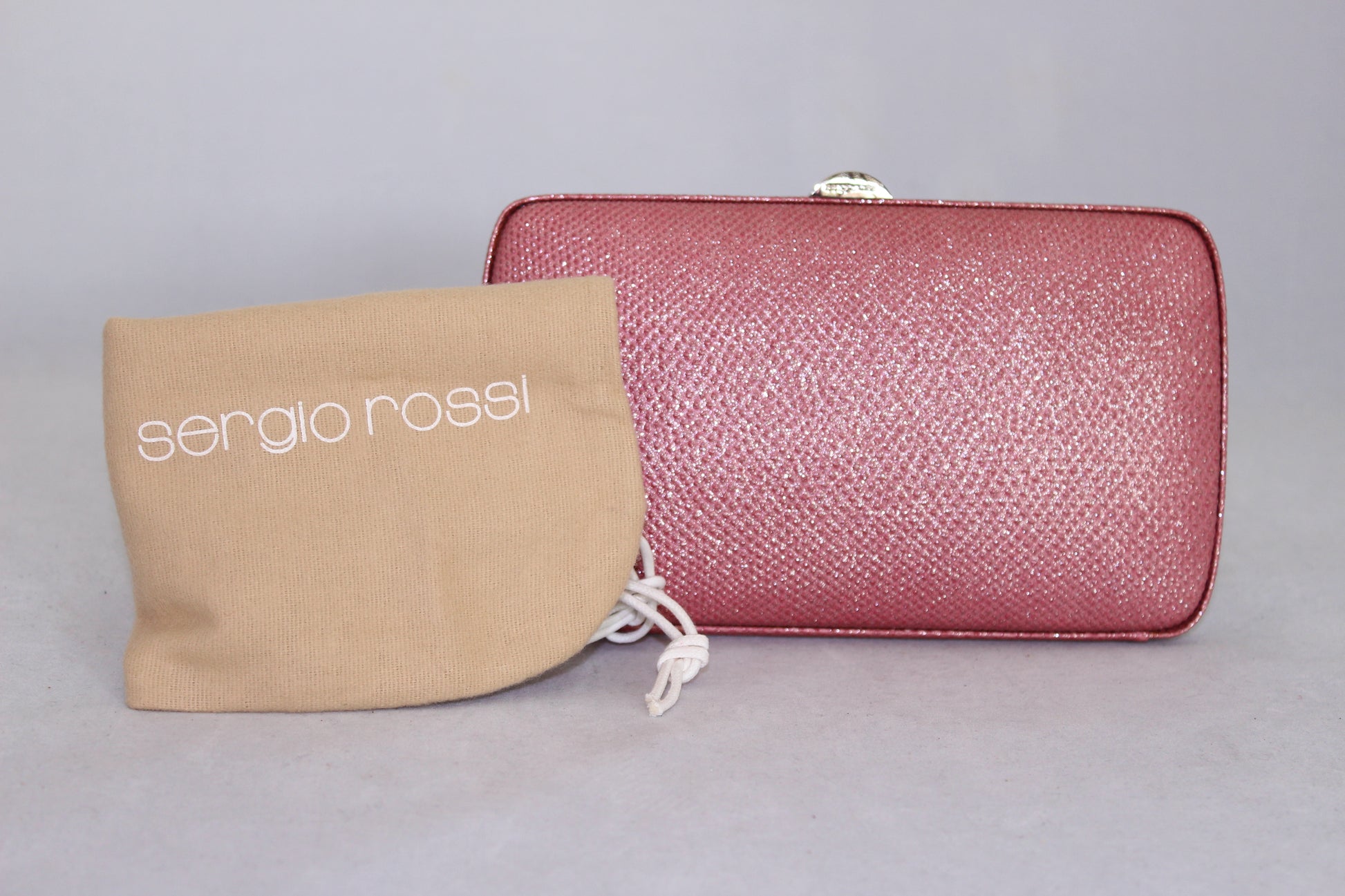 Sergio Rossi Pochette rosa in lurex rigida -  lesleyluxuryvintage