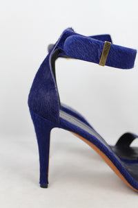 Celine Sandali con tacco in cavallino blu con cinturino - N. 40