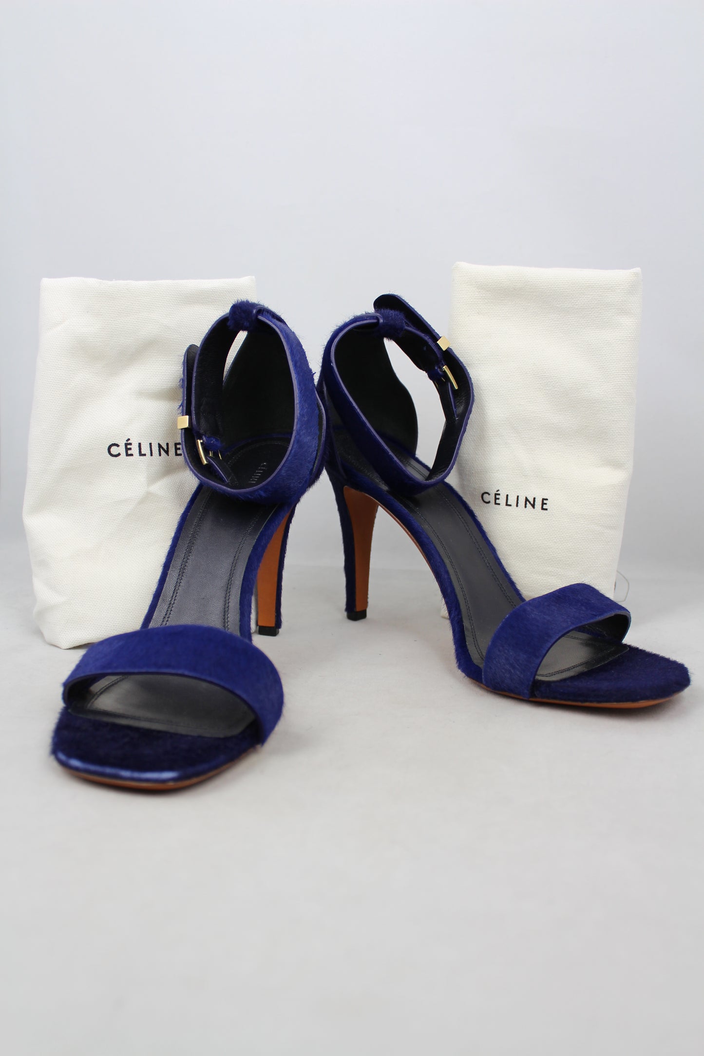 Celine Blue ponyskin heeled sandals with strap - N. 40