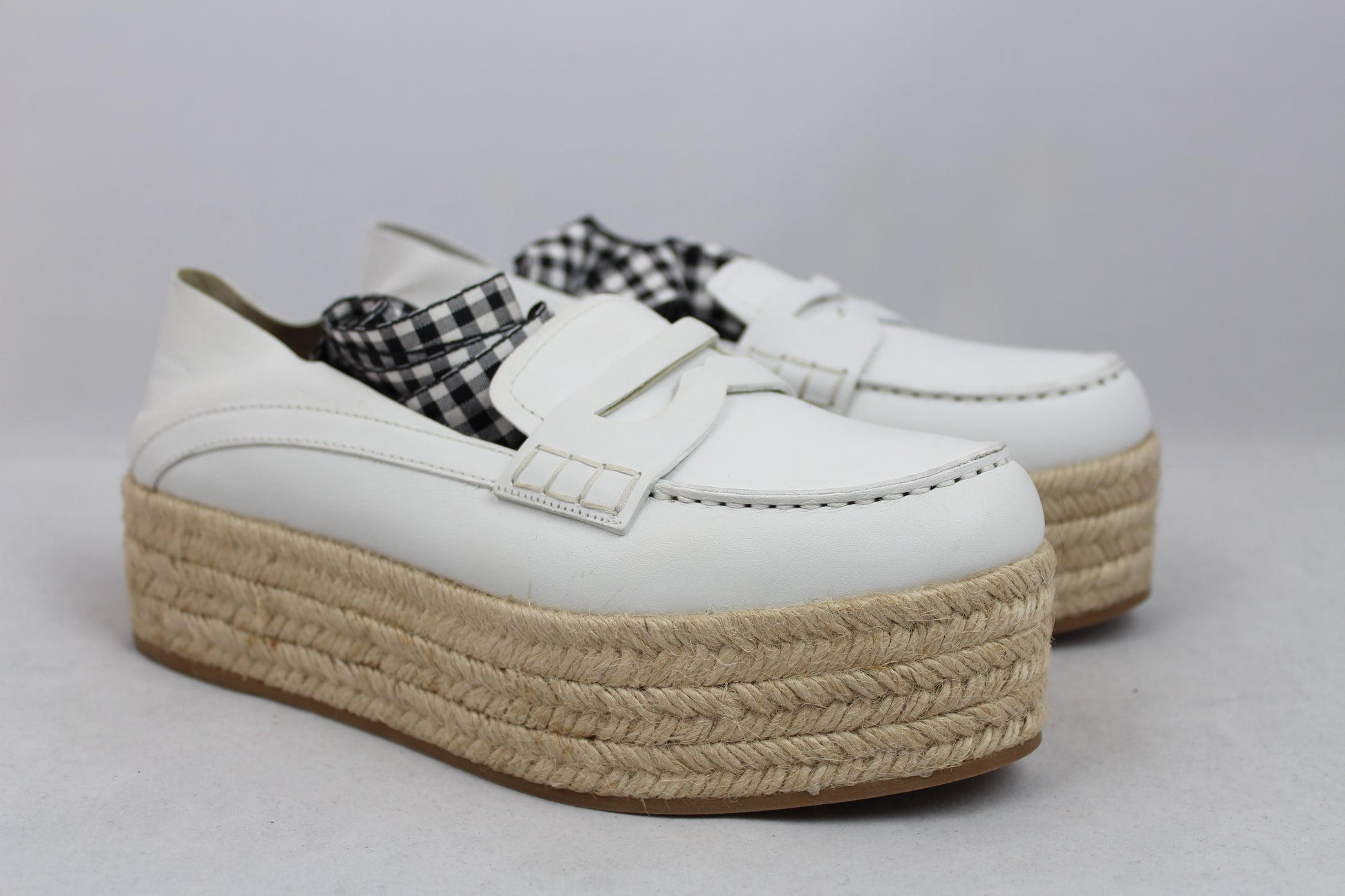 Miu Miu Scarpe Espadrillas platform in pelle bianca con lacci - N. 38 -  lesleyluxuryvintage