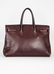 Saint Laurent Borsa Sac de jour Large in pelle color prugna