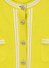 Load image into Gallery viewer, Chanel Cardigan in cashmere giallo profilato bianco - Tg. 44
