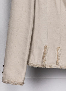 Chanel Giacca in lino colore panna frange - Tg. 44 -  lesleyluxuryvintage