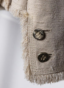 Chanel Giacca in lino colore panna frange - Tg. 44 -  lesleyluxuryvintage