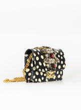 Load image into Gallery viewer, Gedebe Borsa a tracolla effetto pitone nero a pois con strass
