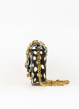 Load image into Gallery viewer, Gedebe Borsa a tracolla effetto pitone nero a pois con strass

