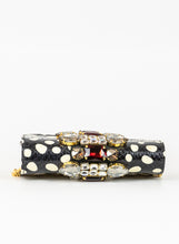 Load image into Gallery viewer, Gedebe Borsa a tracolla effetto pitone nero a pois con strass
