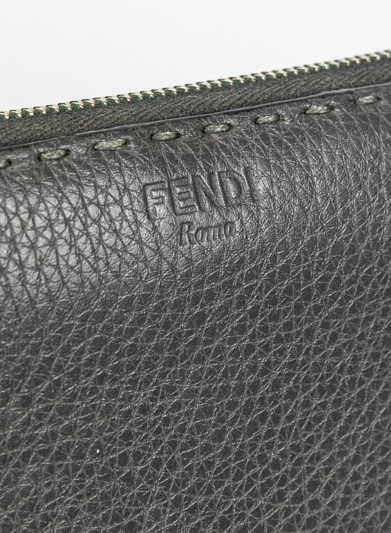 Fendi Selleria Portafogli in pelle grigia