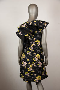 Giambattista Valli Abito nero con fantasia fiori gialli e rosa - Tg. 44 -  lesleyluxuryvintage