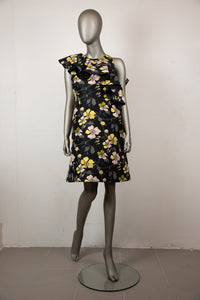 Giambattista Valli Abito nero con fantasia fiori gialli e rosa - Tg. 44 -  lesleyluxuryvintage