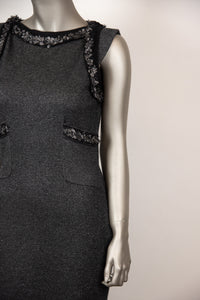 Chanel Abito a tubino grigio melange in lurex e cashmere - Tg. 40 -  lesleyluxuryvintage