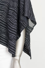 Load image into Gallery viewer, M MISSONI Blusa a poncho corto in lurex nero e argento - Tg. U
