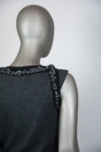 Chanel Abito a tubino grigio melange in lurex e cashmere - Tg. 40 -  lesleyluxuryvintage