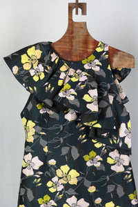 Giambattista Valli Abito nero con fantasia fiori gialli e rosa - Tg. 44 -  lesleyluxuryvintage