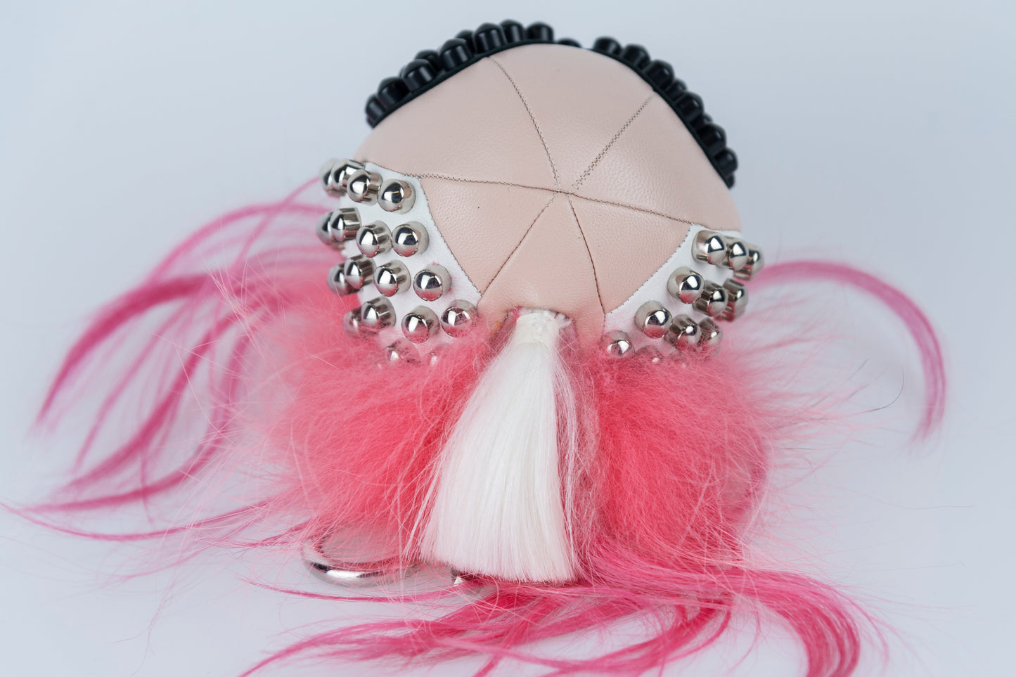 Fendi Portachiavi Karlito Punk con capelli cresta rosa shocking