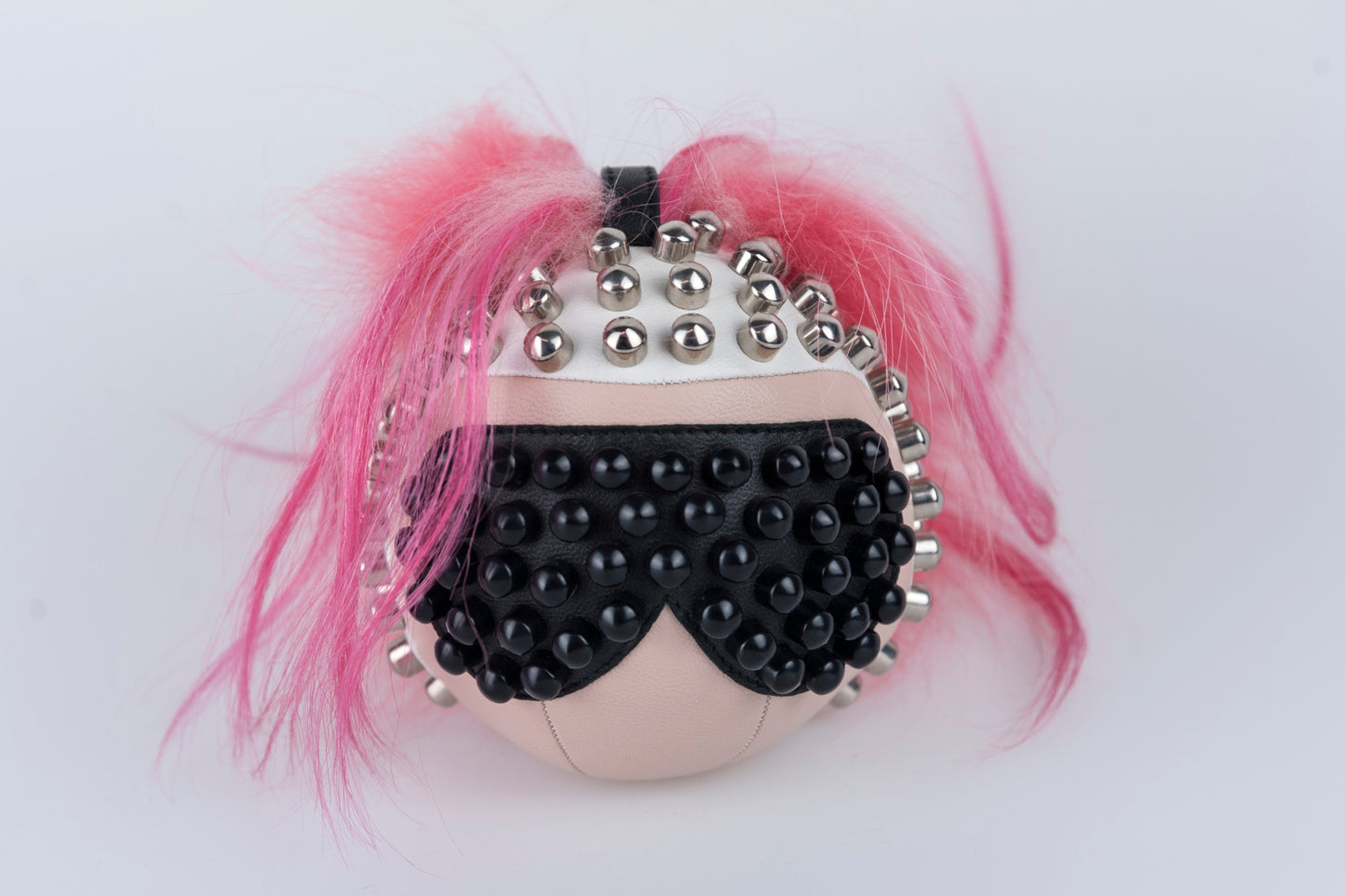 Fendi Portachiavi Karlito Punk con capelli cresta rosa shocking