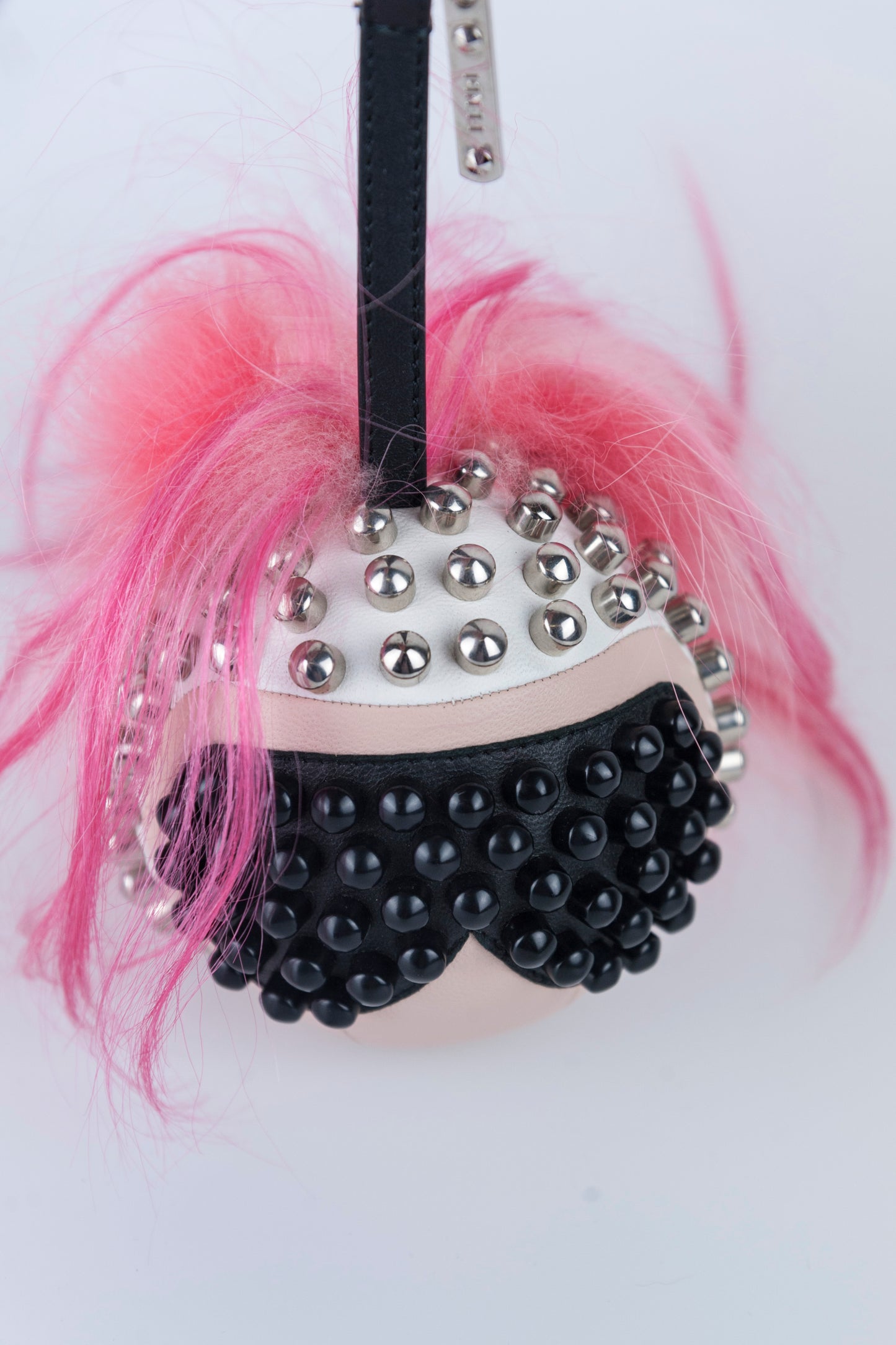 Fendi Portachiavi Karlito Punk con capelli cresta rosa shocking