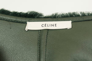 Celine Montone lungo verde muschio con cintura - Tg. 40 -  lesleyluxuryvintage