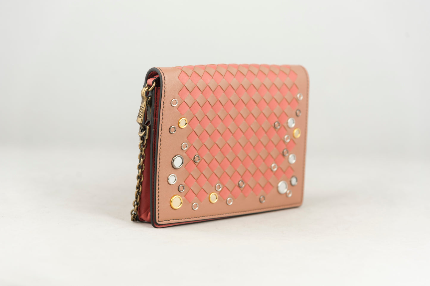 Bottega Veneta Wallet on chain Parme in pelle rosa