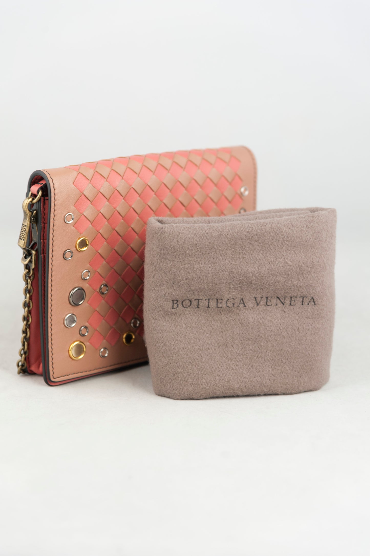 Bottega Veneta Wallet on chain Parme in pelle rosa